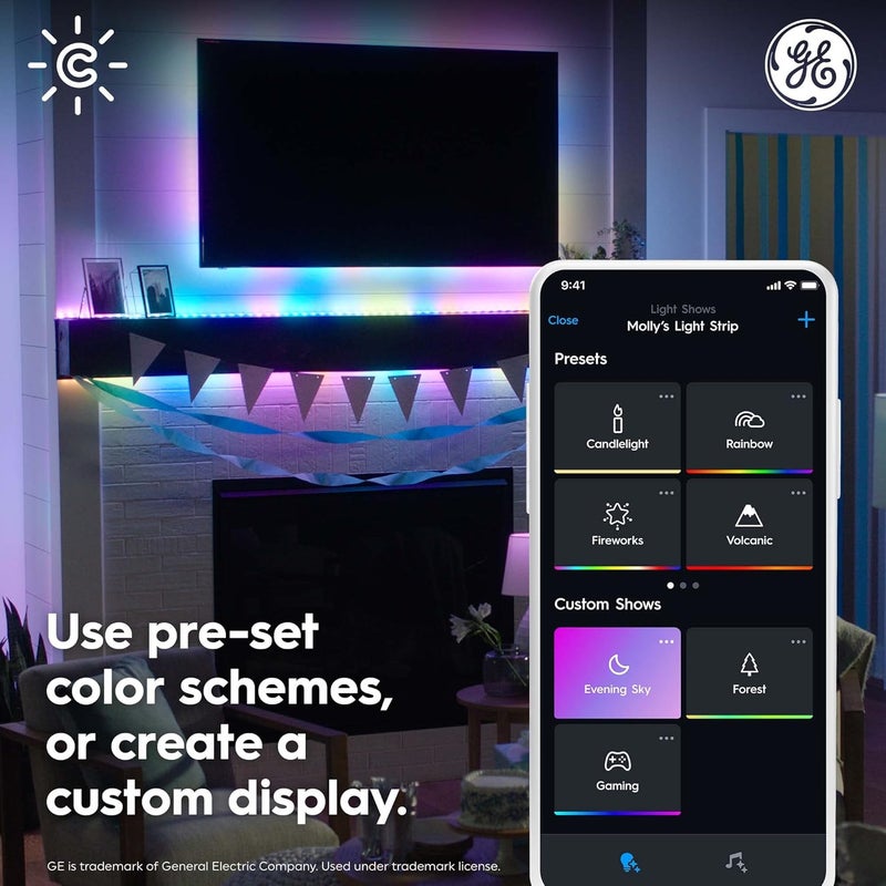 Cync GE Dynamic Effects Smart LED Light Strip with Music Sync, Color Changing WiFi Lights, Indoor Light Strip, Compatible with Alexa and Google Home, 16ft and Power Supply - Image 3